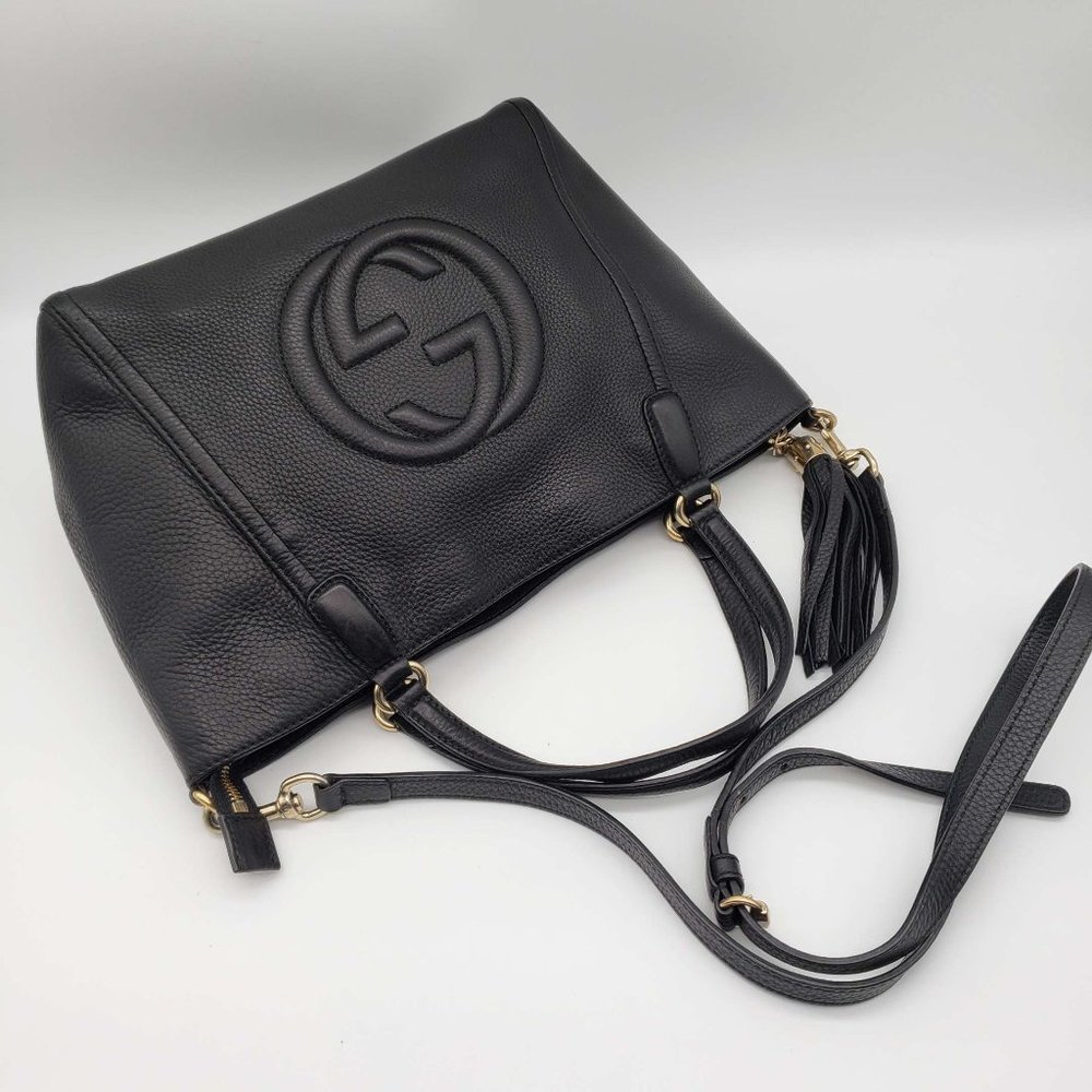100% Authentic Gucci GG Soho Black Leather Shoulder Bag - Picture 6 of 16